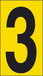 Klebefolie cm 3,4x2,4 n° 30  3 gelbes hintergrund schwarze ziffer 