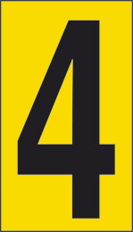 Klebefolie cm 3,4x2,4 n° 30  4 gelbes hintergrund schwarze ziffer 