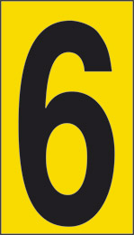 Klebefolie cm 3,4x2,4 n° 30  6 gelbes hintergrund schwarze ziffer 