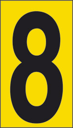 Klebefolie cm 12,5x7  8 gelbes hintergrund schwarze ziffer 