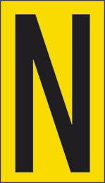 Klebefolie cm 10x5,6  n gelbes hintergrund schwarze buchstabe 