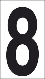 Klebefolie cm 10x5,6  8 weisses hintergrund schwarze ziffer 