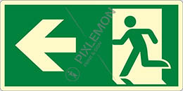 Alu-schild nachleuchtend cm 25x12,5 notausgang links - emergency exit left hand