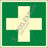 Cartello alluminio luminescente cm 20x20 pronto soccorso - first aid