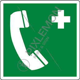 Alu-schild cm 12x12 notruftelefon - emergency telephone