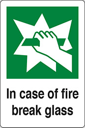 Klebefolie cm 40x30  bei feuer scheibe einschlagen - in case of fire break glass