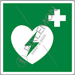Klebeschild cm 20x20 externer notfall-defribillator - automated external heart defibrillator