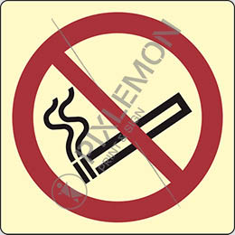 Alu-schild nachleuchtend cm 35x35 rauchen verboten - no smoking