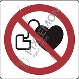 Klebeschild cm 8x8 kein zutritt für personen mit herzschrittmachern oder implantierten defibrillatoren<br>