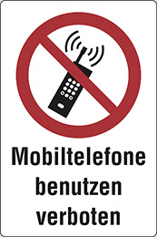 Aluminium schild cm 20x15 mobiltelefone benutzen verboten