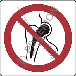 Alu-schild cm 20x20 verbot für personen mit metallimplantaten - no acccess for people with metallic implants