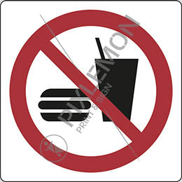 Alu-schild cm 35x35 essen und trinken verboten - no eating or drinking