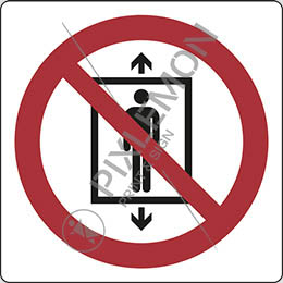 Alu-schild cm 35x35 aufzug nicht für personen benutzen - do not use this lift for people