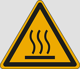 Aluminium schild sl cm 30 warning: hot surface
