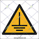 Adhesive sign cm 12x12 caution earth ground