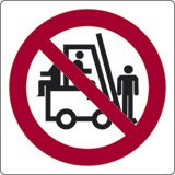 Adhesive sign cm 12x12 riding or lifting on forks is stricktly prohibited