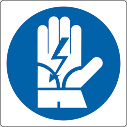 Aluminium sign cm 35x35 wear insulating gloves