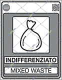 Cartello adesivo cm 30x20 indifferenziato mixed waste gestione dei rifiuti - norma uni 11686