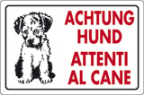 Cartello alluminio cm 18x12 achtung hund attenti al cane
