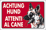 Cartello alluminio cm 30x20 achtung hund attenti al cane