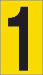 Adhesive sign cm 12,5x7 1 yellow background black number