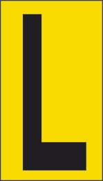 Adhesive sign cm 10x5,6 l yellow background black letter