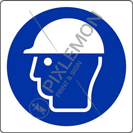 Adhesive sign cm 12x12 wear head protection