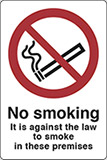 Self ahesive vinyl 40x30 cm no smoking it is against the law to smoke in these premises