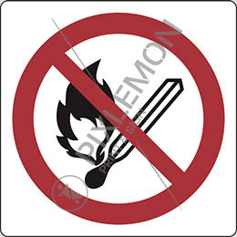 Aluminium sign cm 50x50 no open flame: fire, open ignition source and smoking prohibited