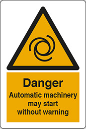 Self ahesive vinyl 30x20 cm danger automatic machinery may start without warning