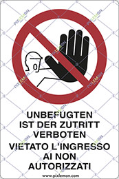 Cartello plastica cm 30x20 unbefugten ist der zutritt verboten vietato l’ingresso ai non autorizzati