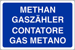 Cartello alluminio cm 50x35 methan gaszähler contatore gas metano
