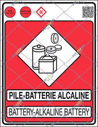 Cartello adesivo cm 30x20 pile-batterie alcaline battery-alkaline battery gestione dei rifiuti 