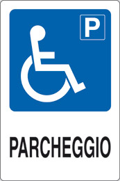 Cartello alluminio cm 30x20 parcheggio disabili