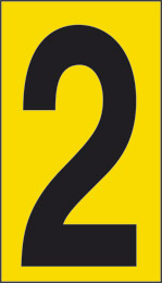 Cartello adesivo cm 10x5,6 2 fondo giallo numero nero