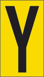 Cartello adesivo cm 6x3,4 n° 10 y fondo giallo lettera nera