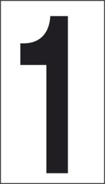 Cartello adesivo cm 10x5,6 1 fondo bianco numero nero