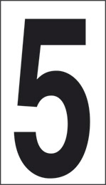 Cartello adesivo cm 10x5,6 5 fondo bianco numero nero