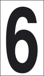 Cartello adesivo cm 10x5,6 6 fondo bianco numero nero