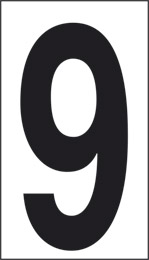 Cartello adesivo cm 6x3,4 n° 10 9 fondo bianco numero nero