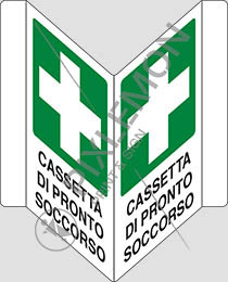 Cartello alluminio cm 21x16 bifacciale a v cassetta di pronto soccorso