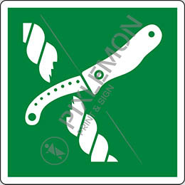 Cartello alluminio cm 35x35 coltello sul gommone di salvataggio - liferaft knife