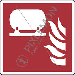 Cartello alluminio cm 12x12 serbatoio fisso antincendio - fixed fire extinguishing installation