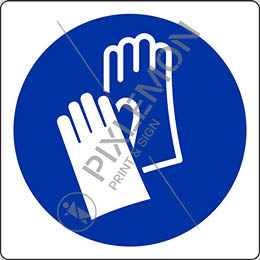 Cartello adesivo cm 20x20 è obbligatorio indossare i guanti protettivi - wear protective gloves