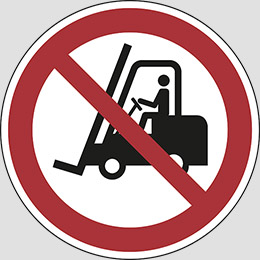 Cartello adesivo diametro cm 5 no access for forklift trucks and other industrial vehicles
