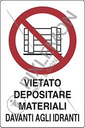 Cartello alluminio cm 30x20 vietato depositare materiali davanti agli idranti