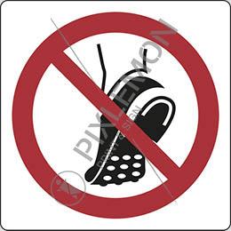 Cartello alluminio cm 20x20 do not wear metal-studded footwear - non indossare calzature con tacchetti/chiodi