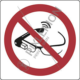 Cartello alluminio cm 35x35 proibito uso degli smart glass - use of smart glasses prohibited