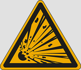 Cartello alluminio lato cm 40 warning: explosive material