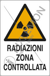 Cartello adesivo cm 18x12 radiazioni zona controllata